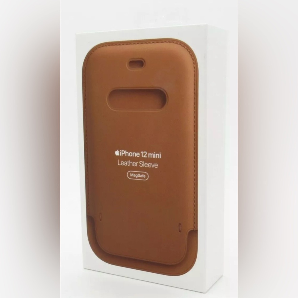 Apple Leather Sleeve Case with MagSafe Saddle Brown for the iPhone 12 Mini